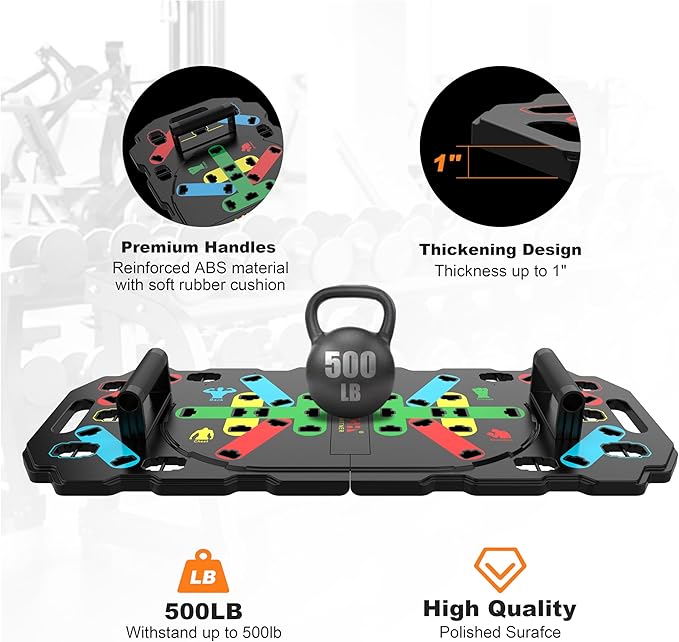 LALAHIGH Upgraded Large Portable Fitness Equipment: 5th Generation 26-in-1 Push Up broad fitness, Add Steel Reinforce Structure, Non-slip Push Up Handles for Full Body Workout at Home, Professional Strength Training Equipment for Man and Women