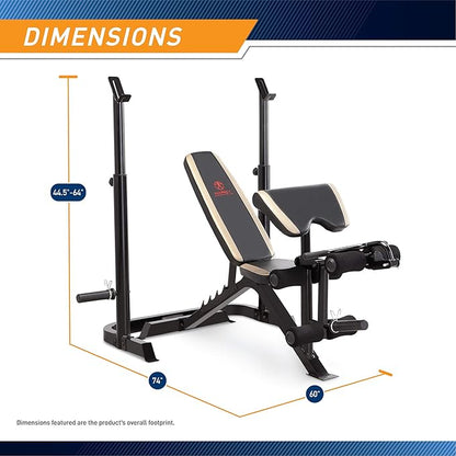 Marcy Olympic Weight Bench with Preacher Curl Pad and Leg Developer for Full-Body Workout