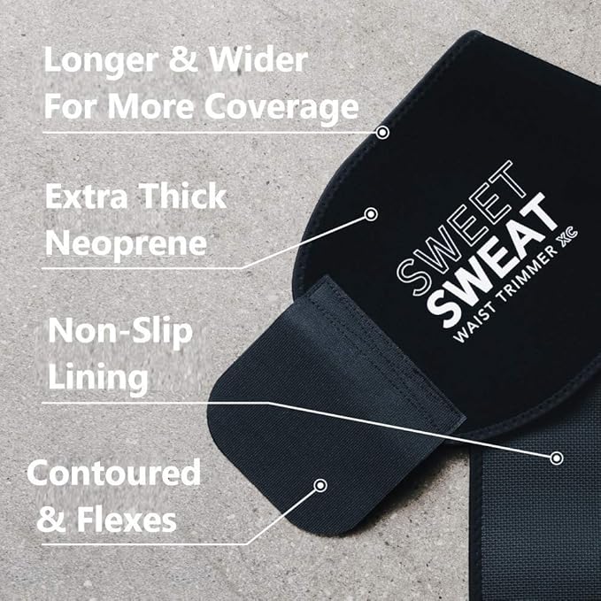 Sweet Sweat Waist Trimmer for Women and Men - Sweat Band Waist Trainer for High-Intensity Training & Workouts