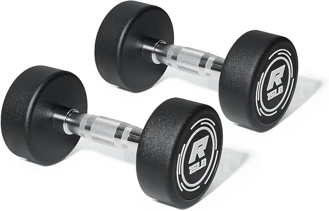 Ritfit 5-250 LBS PVC Encased Round Dumbbell sets with Knurled Handle and Optional Rack, Strength Training Equipment for Home Gym