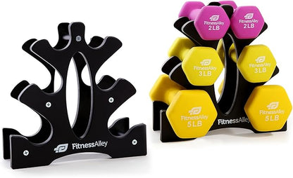 Neoprene Workout Dumbbells - Non Slip, Anti Roll Exercise & Fitness Dumbbells set with Rack Combo - Ideal for Home and Gyms training