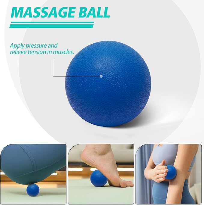 5 in 1 Foam Roller Set Muscle Massage Foam Ripple Roller for Deep Tissue Massage of The Back and Leg Muscles, Relieves Muscle Pain & Tightness, Improves Mobility (Blue)