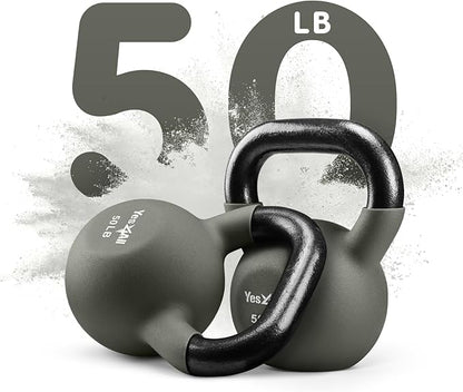 Yes4All Neoprene Coated/Adjustable Kettlebell & Kettlebell Sets - Hand Weights for Home Gym & Dumbbell Weight Set training