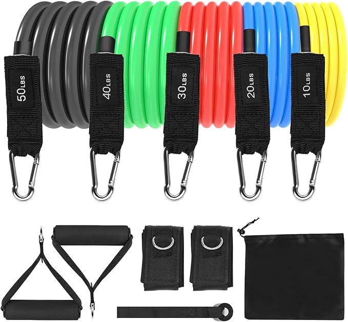 SZHLUX Resistance Bands, Workout Bands for Men and Women with Handles, Door Anchor, Carry Bag and Ankle Straps for Resistance Training, Home Workouts, Physical Therapy