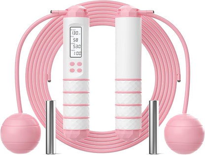 Cordless Weighted Jump Rope with Calorie Counter | Adjustable Knot-Free Skipping Rope for Fitness, Gym & Home Workouts | Ideal for Women, Men & Kids – 9.85ft