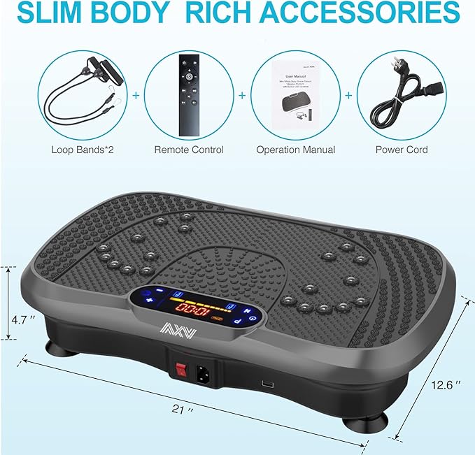 Vibration Plate Fitness Platform Exercise Machine Vibrating Shaking Full Body Shaker Workout Power Waver Vibrate Stand Shake Board Sport Gym for Weight Loss Fat Burner for Women Men