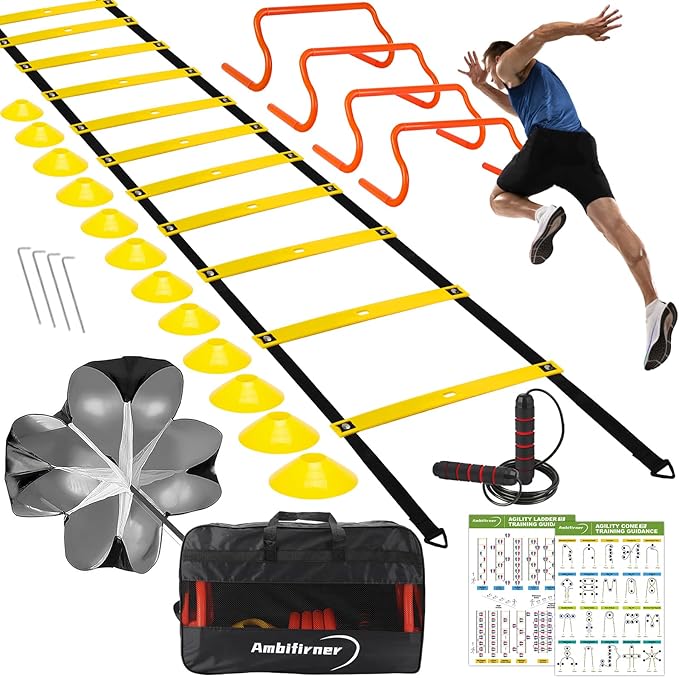 Agility Ladder Training Equipment Set - Agility Ladder(12 Rungs/20ft) 4 Speed 12 Training