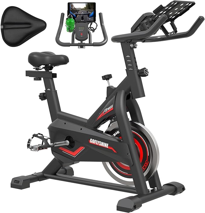 Exercise Bikes Stationary, Indoor Cycling Bike for Home Cardio Gym,Workout Bike with Saddle Cover, pad Mount & LCD Monitor,Silent Belt Drive