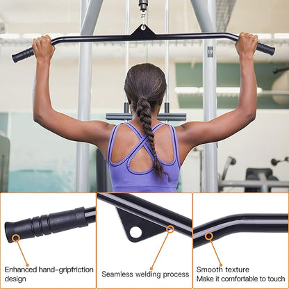 LAT Pulldown Attachments, Cable Attachments for Home Gym, Gym Accessories for Men and Women, LAT Pull Down Attachment with Exercise Handles and V Double D Handle