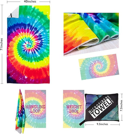 Beach Towel - Microfiber Beach Towels(71" x 40" - 1Pcs) - Quick Dry Sand Proof Absorbent Compact Beach Blanket - Lightweight Towel for Beach Swimming Surfing Sports Yoga Gym(Bandhnu)