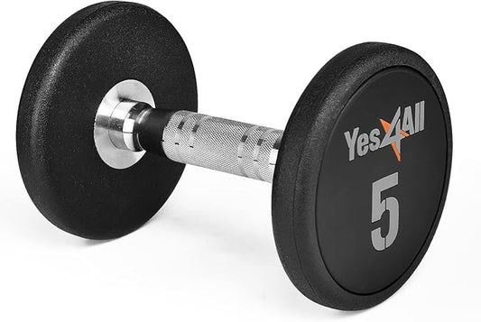 Yes4All Urethane Dumbbells with Anti-Slip Knurled Handle 5-50LBS for Muscle Building - Sold Individually