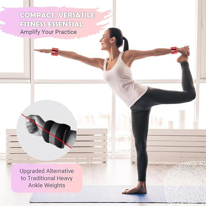 Wrist Ankle Weights for Women Set of 2, Adjustable Silicone Weighted Bangles, Wearable Ultra-durable Strips Weight Bracelet 2 lbs/4 lbs for Yoga, Pilates, Barre, Walking, Arm & Leg Workout