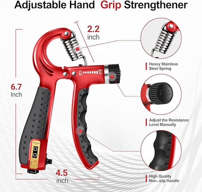 Grip Strength Trainer Kit (5 Pack) Adjustable Resistance Hand Gripper,Finger Exerciser,Hand Extension Exerciser,Stress Relief Ball and Forearm Workout Ring for Muscle Building Injury Recover