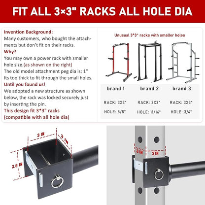 SYL Fitness Olympic Weight Plates Holder Power Rack Attachment Weights Storage Rack, Fit 2x2 & 3x3 inch Square Tube