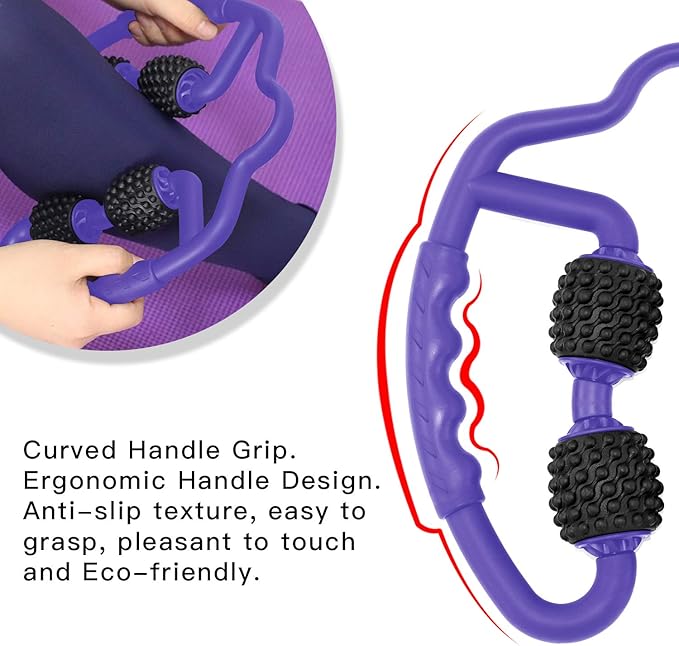 Upgraded Six-Wheel Muscle Roller - Arm & Leg Massager, Forearm & Calf Roller, Tennis Elbow Brace for Men, Carpal Tunnel & Tendonitis Relief, Perfect for Wrist, Hand, Foot, & Thigh