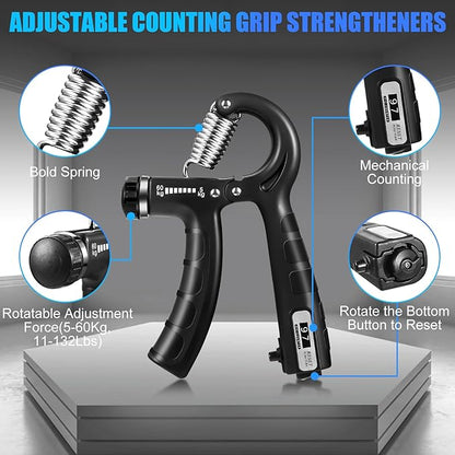 Hand Gripper Strengthener Strengthening Devices Grip Strength Trainer Set Hand Grip Strengthener Exercisers for Strength Squeezers Handgrip Grips Training Adjustable Grip Strengthener Forearm