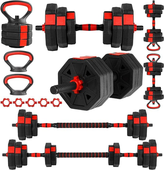 Adjustable Dumbbells Set 22LBS/44LBS/66LBS Free Weight Set with Connector, Free Weights Dumbbells Set for Barbell, Kettlebells, Push up Stand, Fitness Exercises for Home Gym Men Women