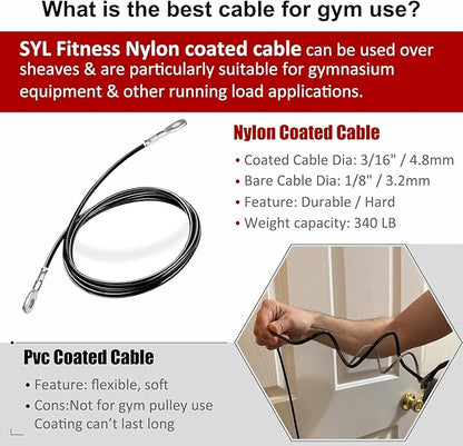 SYL Fitness Gym Replacement Cable Heavy Duty Steel Wire Rope for Home Gym Cable Pulley Machine Accessories