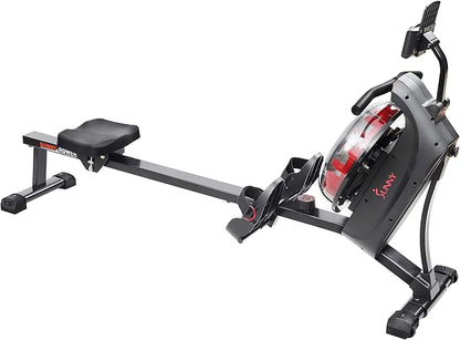 Sunny Health & Fitness Elite Water Rowing Machine with High Resistance Vertical Tank, Optional Exclusive Bluetooth SunnyFit App