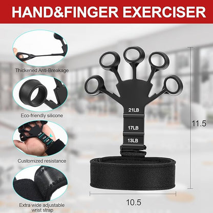 Grip Strength Trainer Kit (5 Pack) with Hand Grip Strengthener, Hand Extension Exerciser, Finger Stretcher, Stress Relief Ball and Forearm Workout Ring for Muscle Building and Injury Recover