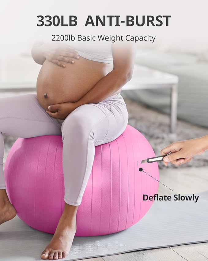 Trideer Yoga Ball Exercise Ball for Working Out, 5 Sizes Gym Ball, Birthing Ball for Pregnancy, Swiss Ball for Physical Therapy, Balance, Stability, Fitness, Office Ball Chair, Quick Pump Included