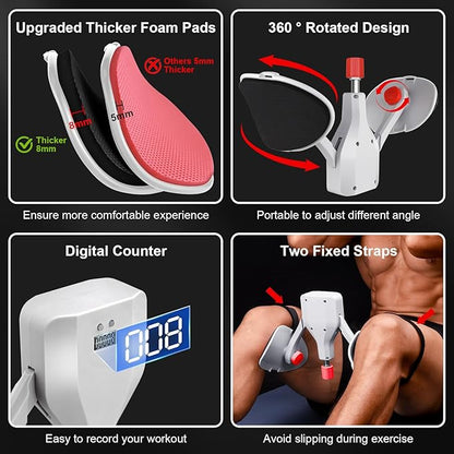 Thigh Master Hip Trainer,77LBS Adjustable Inner Thigh Exerciser Workout Equipment for Home Gym. Pelvic Floor Muscle Repair Trainer,Hip Exercise Equipment for Thigh,Hip,Arm,Leg.Silver