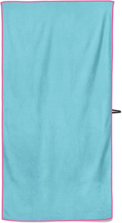 Flow Hydro Sport Towel - Microfiber Quick Dry Swimming Towels for Swim, Pool, Triathlon, and Other Water Sports in Medium, Large, Extra Large, and Hooded Sizes (Aqua, Large (60" x 30"))