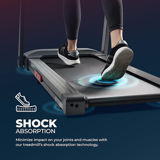 Sunny Health & Fitness Interactive Slim Folding Treadmill with Advanced Brushless Technology, Enhanced Stabilization, Exclusive SunnyFit App Bluetooth Connectivity, Optional 12-Level Auto Incline