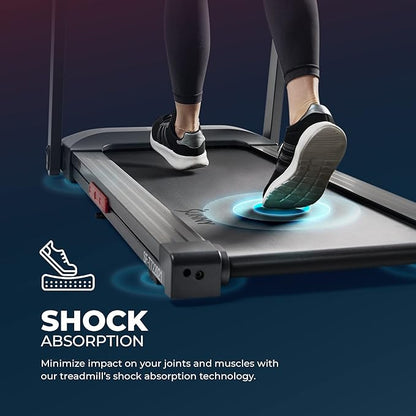 Sunny Health & Fitness Interactive Slim Folding Treadmill with Advanced Brushless Technology, Enhanced Stabilization, Exclusive SunnyFit App Bluetooth Connectivity, Optional 12-Level Auto Incline