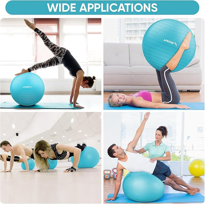 APEXUP Yoga Ball Exercise Ball, Pilates Ball, Anti Slip Stability Ball, Heavy Duty Gym Ball for Fitness, Balance, Core Workout, Physical Therapy