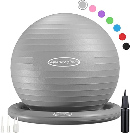 Anti-Burst and Slip Resistant Exercise Ball Yoga Ball Fitness Ball Birthing Ball with Quick Pump, 2,000-Pound Capacity, Multiple Colors and Sizes