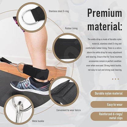 Ankle Workout Straps Compatible with Tonal Gym Machine/Tonal Ankle Strap T Lock/Ankle Strap, Adjustable Ankle Strap Attachments Used to Connect Your Foot to The Cable Machine&Other Workout Equipment