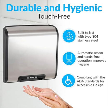 Bobrick B-7128 115V QuietDry, TrimDry ADA Surface-Mounted Automatic Heated Hand Dryer, 115 V