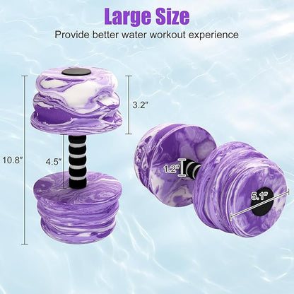 Aquatic Exercise Dumbbells, Water Dumbbells, 2PCS Foam Barbells for Men Women Water Workouts,Purple