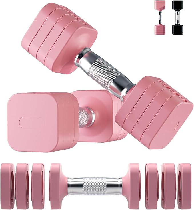 Adjustable Dumbbell Set of 2, 4 in 1 Fast Adjustable Free Weight Set, 10lb Dumbbells Set of 2, Each 4lb 6lb 8lb 10lb for Women & Men Exercise Fitness for Home Gym, Also Can Be Used Push Up Bar