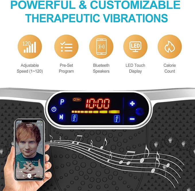 Vibration Plate Fitness Platform Exercise Machine Vibrating Shaking Full Body Shaker Workout Power Waver Vibrate Stand Shake Board Sport Gym for Weight Loss Fat Burner for Women Men