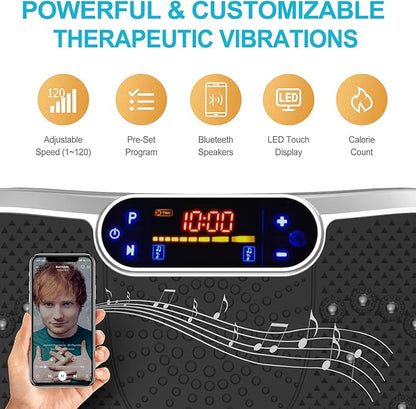 Vibration Plate Fitness Platform Exercise Machine Vibrating Shaking Full Body Shaker Workout Power Waver Vibrate Stand Shake Board Sport Gym for Weight Loss Fat Burner for Women Men