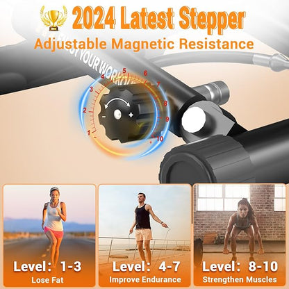 Steppers for Exercise at Home,Adjustable Resistance Mini Stepper with Resistance Bands,Stair Stepper with 350lbs Loading Capacity,Twist Stepper Portable Exercise Equipment for Full Body Workout