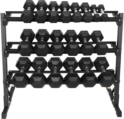 Signature Fitness Premium Rubber Coated Hex Dumbbell Weight Set