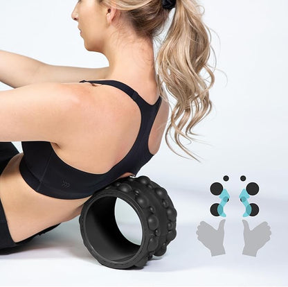 Chirp Wheel XR 3P Foam Roller Set - 10” Acupressure, 6” Knot-Kneading Thumb, and 4” Neck & Headache Tension Relief | Foam Roller for Back and Neck Pain and for Physical Therapy and Exercise | Black