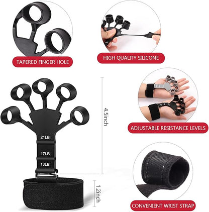 13PCS Hand Grip and Forearm Strengthener kits, Adjustable Hand Exerciser and Finger Stretcher, Finger strengthener, Finger exerciser,Stress Ball,Grip Ring for Muscle Building, Recover Hand Injure