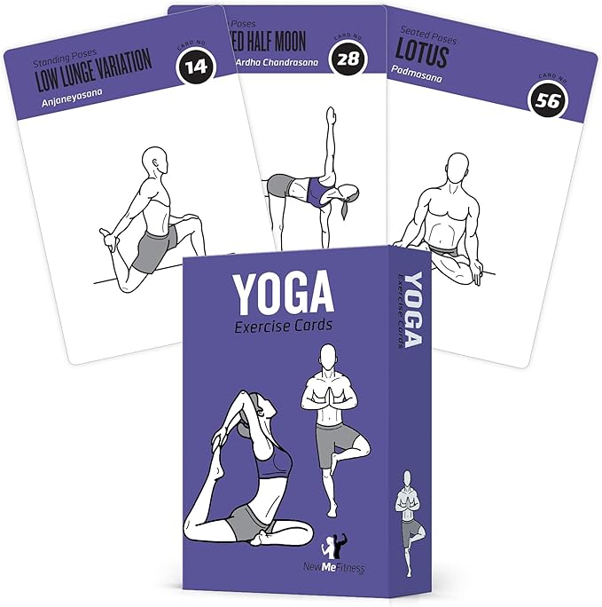 NewMe Fitness Yoga Pose Workout Cards, Instructional Fitness Deck for Women & Men, Beginner Fitness Guide to Training Exercises at Home or Gym