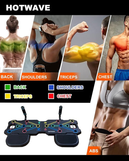 HOTWAVE Portable Workout Equipment with 20 Gym Accessories.Push Up Board &Plank,Resistance Band with Ab Roller Wheel,Exercise at Home For Men and Women