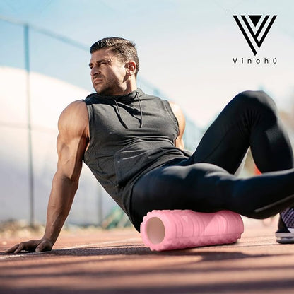 The Vinchu Foam Roller - Deep Tissue Massage Muscle Roller and Stretching Equipment for Sustainable Strength and Myofascial Trigger Point Release (Pink, L)