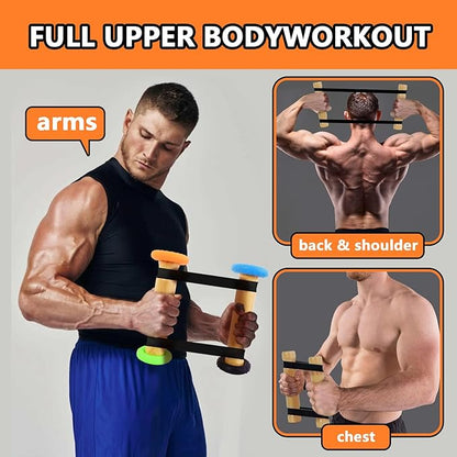 Rip Stick Workout,Upper Body Workout Equipment Home Gym,Wooden Portable Workout Exercise Equipment for Men Women,With 12 Ripstick and 4 Hand Grip Strengthener Bands,Resistance and Strength Training,Joint Rehab