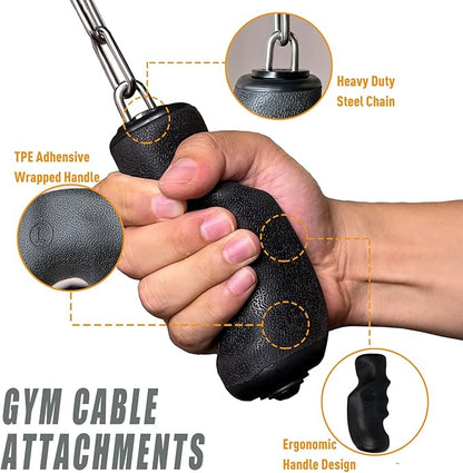 KORIKAHM Cable Machine Attachment with Upgraded Ergonomic Gym Handles, LAT Tricep Rope Pull Down Attachment,Exercise Handles for Home Gym Workout