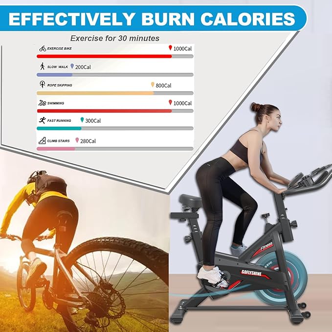 Exercise Bikes Stationary,Exercise Bike for Home Indoor Cycling Bike for Home Cardio Gym,Workout Bike with pad Mount & LCD Monitor,Silent Belt Drive