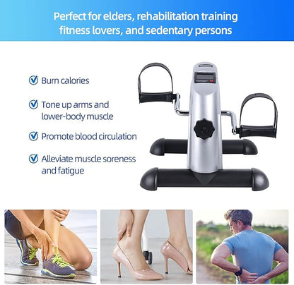 Under Desk Bike Pedal Exerciser, Mini Exercise Bike Portable Peddler Sitting for Seniors with LCD Display Sportneer Arm & Leg Bike Pedals Exerciser with Anti-Skid Mat for Home Office