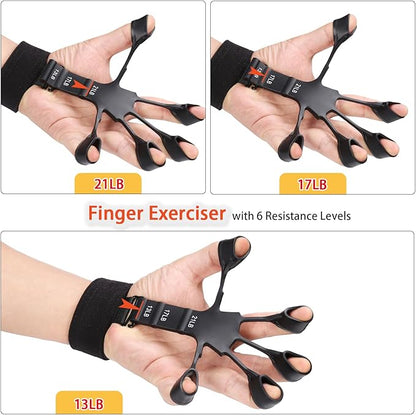 Grip Strength Trainer with Hand Grip Strengthener, Finger Exerciser, Hand Extension Exerciser and Forearm Workout Ring for Muscle Building and Injury Recovery for Athletes