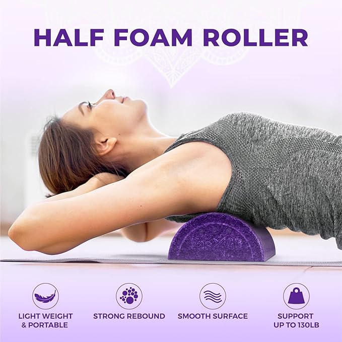 Yes4All High Density Half Round Foam Roller Support Pain Relieved, Physical Therapy, Back, Leg and Muscle Restoration, 12", 18", 24", 36"